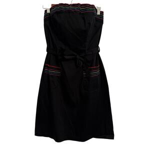 Mica Women's 10 Festive Rainbow Embroidered Strapless Belted Pencil Mini Dress